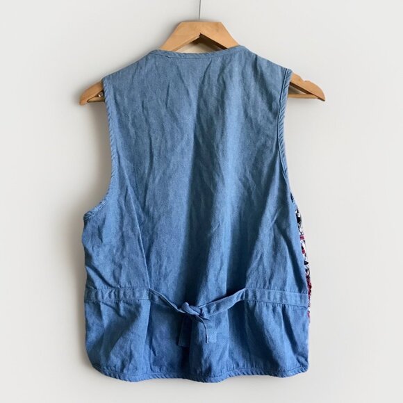 Cascade Blues Patchwork Woven Vest 90's Teachercore Crafty Unique Grannycore Med - Picture 4 of 8
